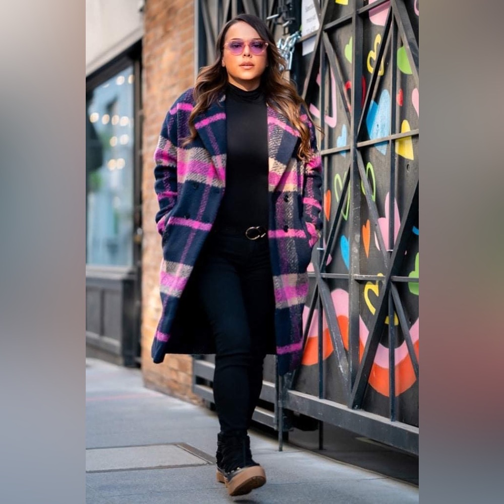 Pink Plaid Woven Coat